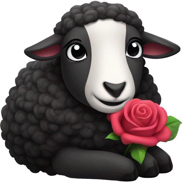 Black sheep cuddles with Rose sheep emoji