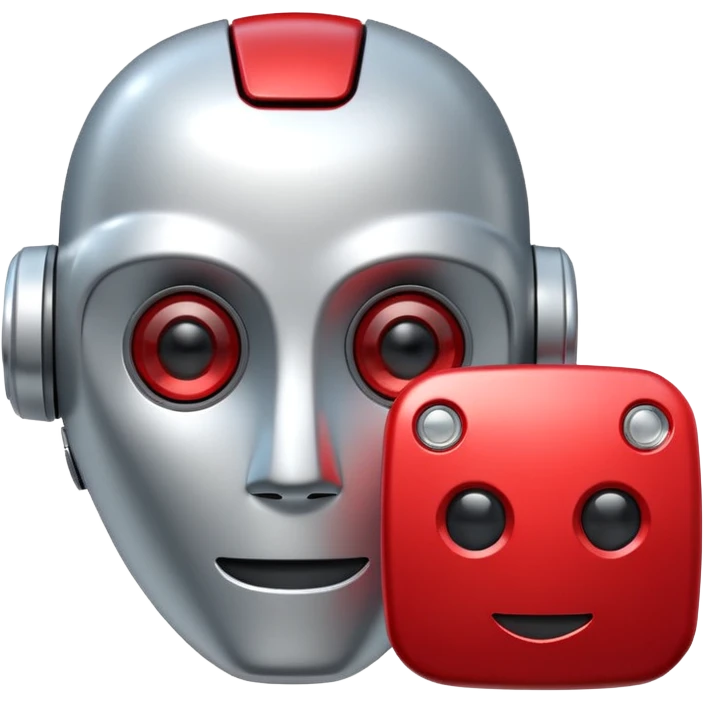 robot head next to a video play button emoji