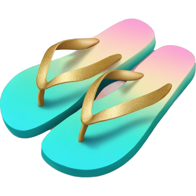 Realistic teal pink and gold ombre flip flop. emoji