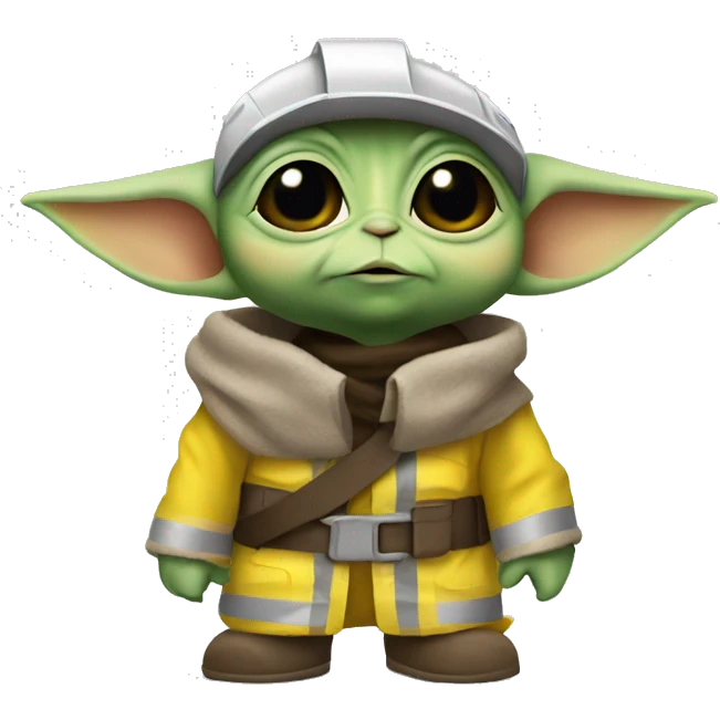 Baby Yoda  wore a yellow construction helmet emoji