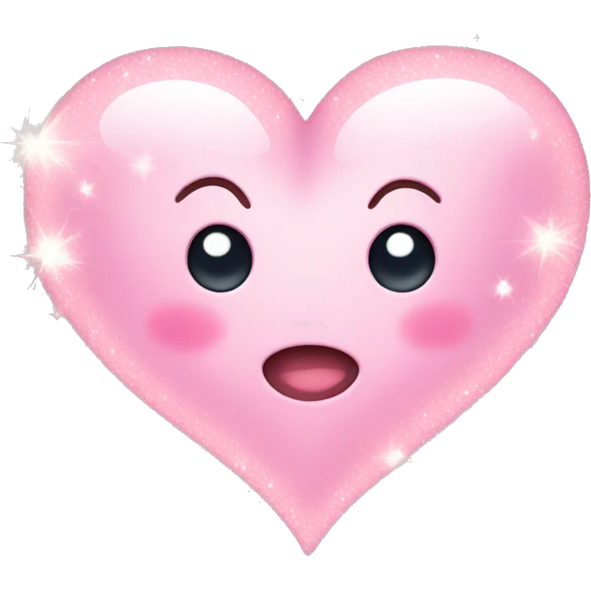 Cute light pink heart with sparkles emoji