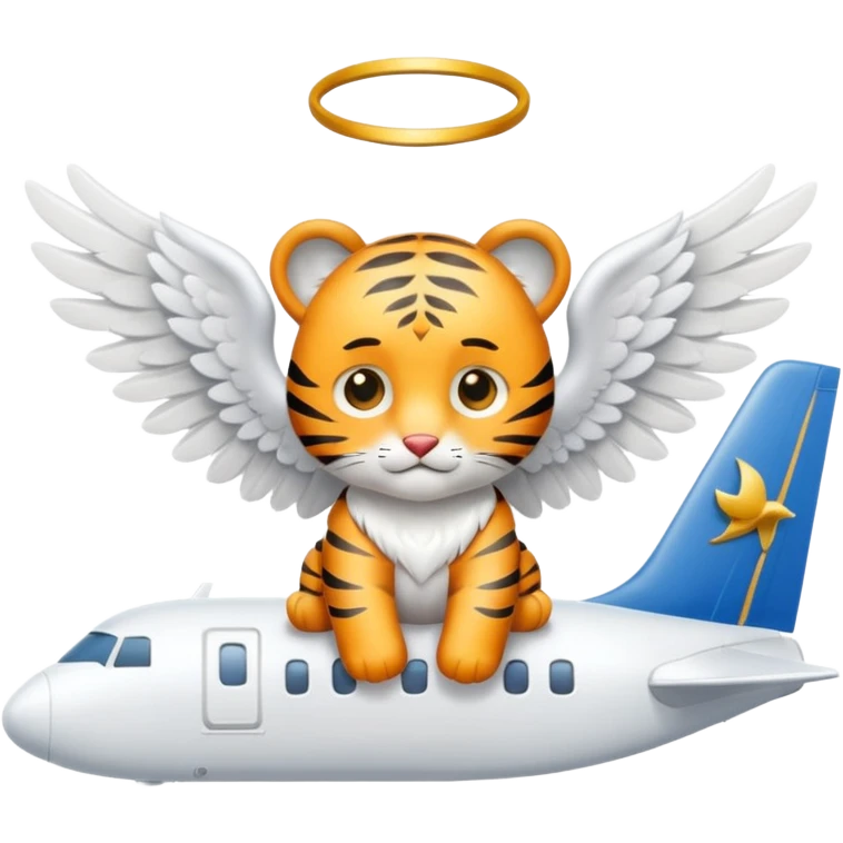 little tiger angel on airplane emoji
