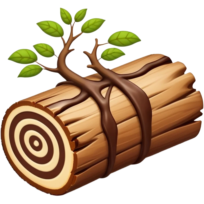 Oblong Tree-log-shaped-chocolate with marsipan swirled inside and with walnuts drizzled on top  without leaves emoji