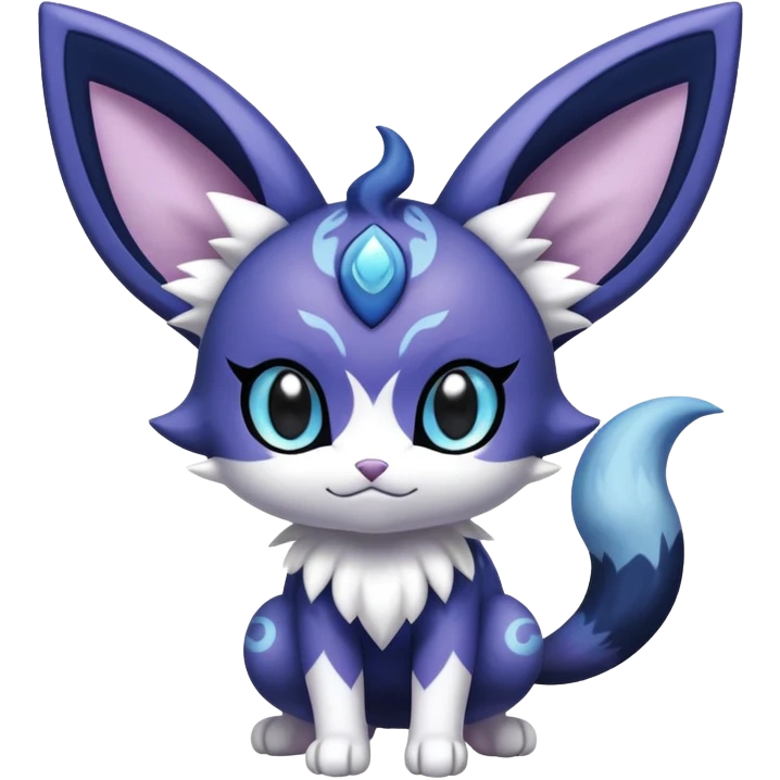 Shiny Cute Adorable Espeon-Litten-Meowstic-Hybrid-Creature with pattern-markings emoji