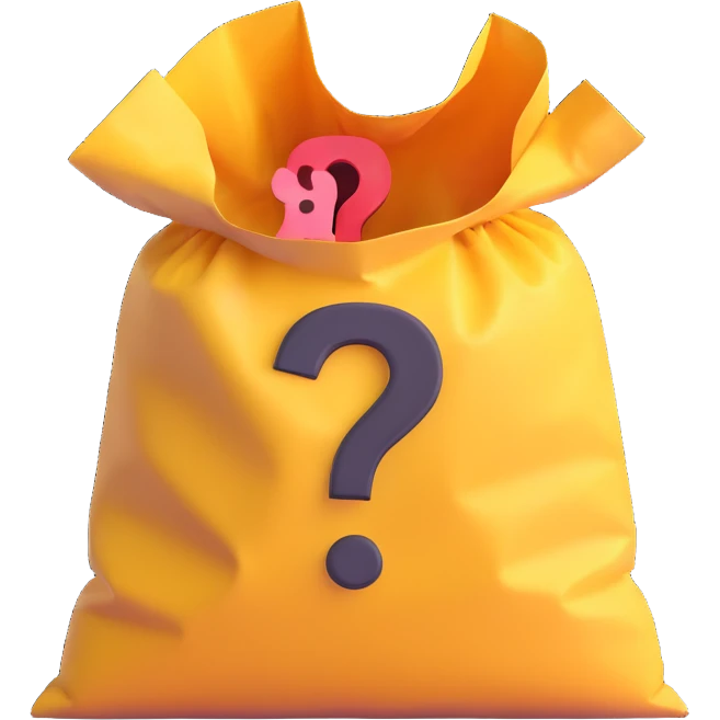 head inside a bag with a question mark emoji