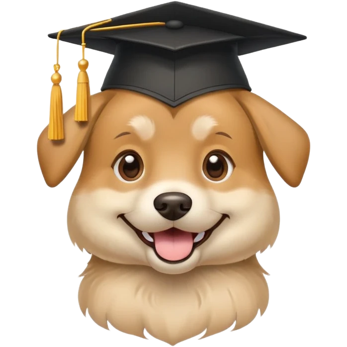 Dog with graduation hat emoji