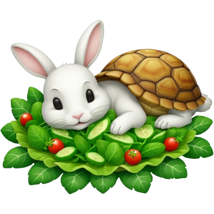  lapin qui dort et la tortu qui mange de la salade emoji