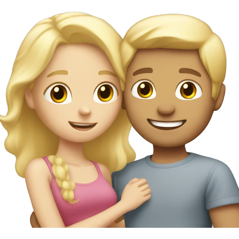 blond guy and blond girl hugging emoji