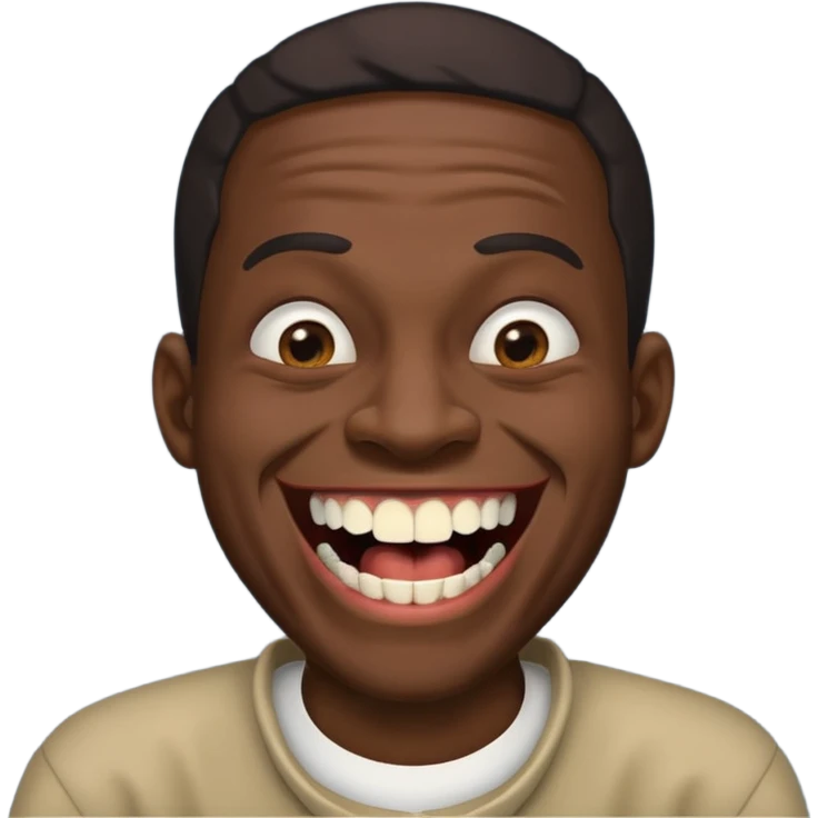 A black habshi man with ugly crooked broken teeth laughing emoji