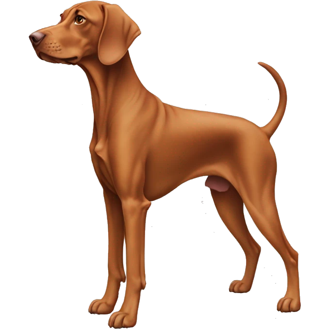 Vizsla dog. Standing. Side view. Looking forward. Old.  emoji