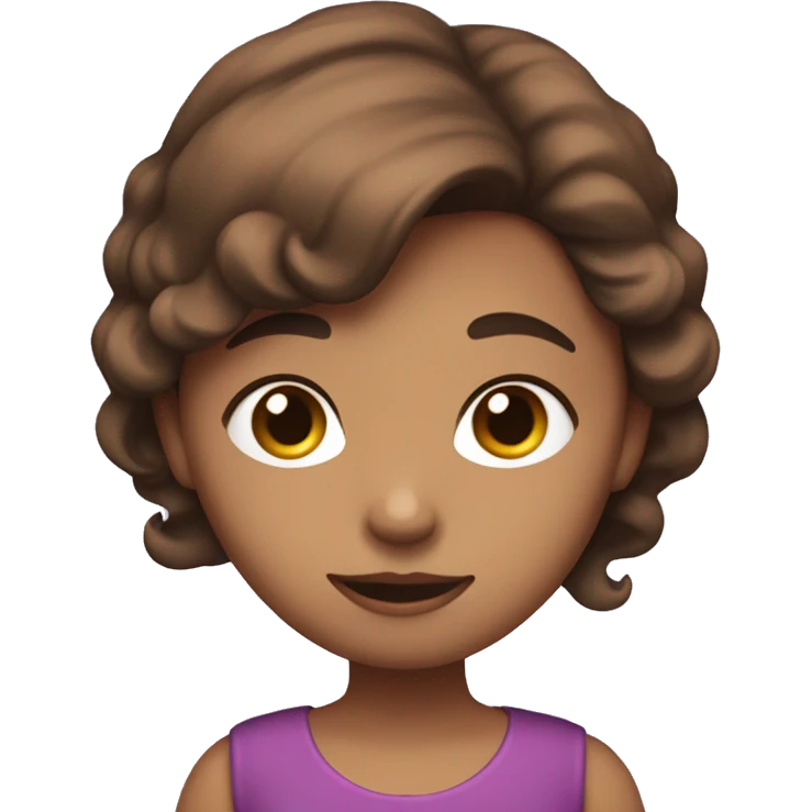 girl on the phone, no view of face, mysterious, has red highlights in her brown hair, and is wearing a tight purple dress with a pink bow emoji