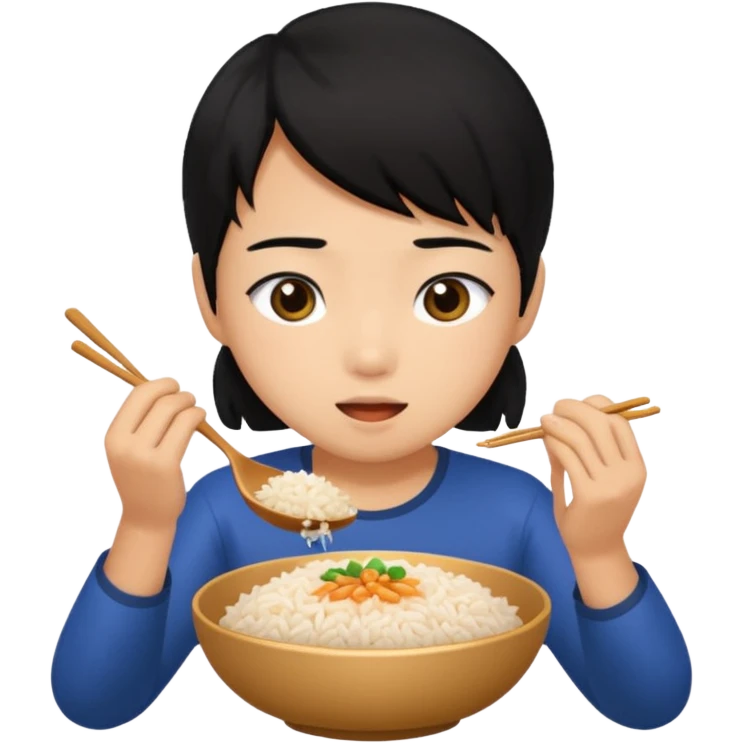 Asian eating rice emoji