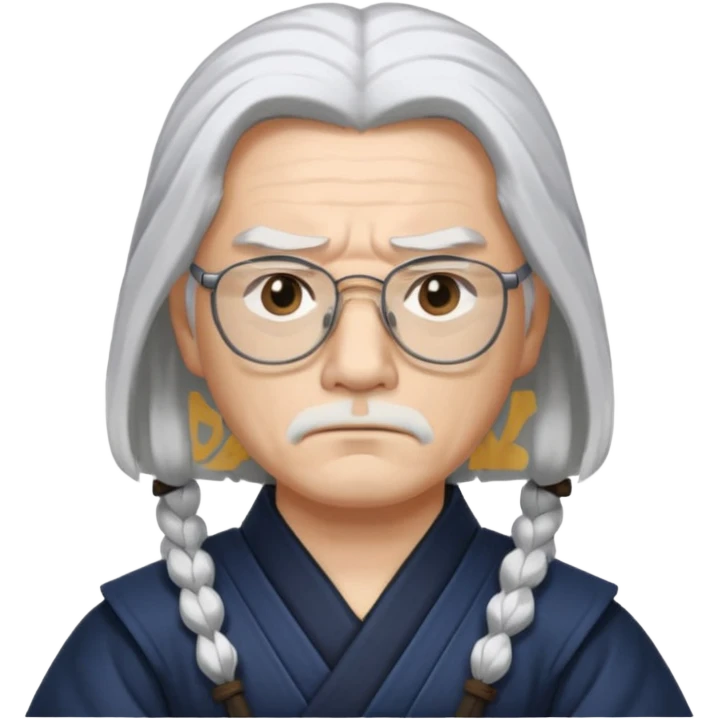 samurai, slim, long white hair , glasses emoji