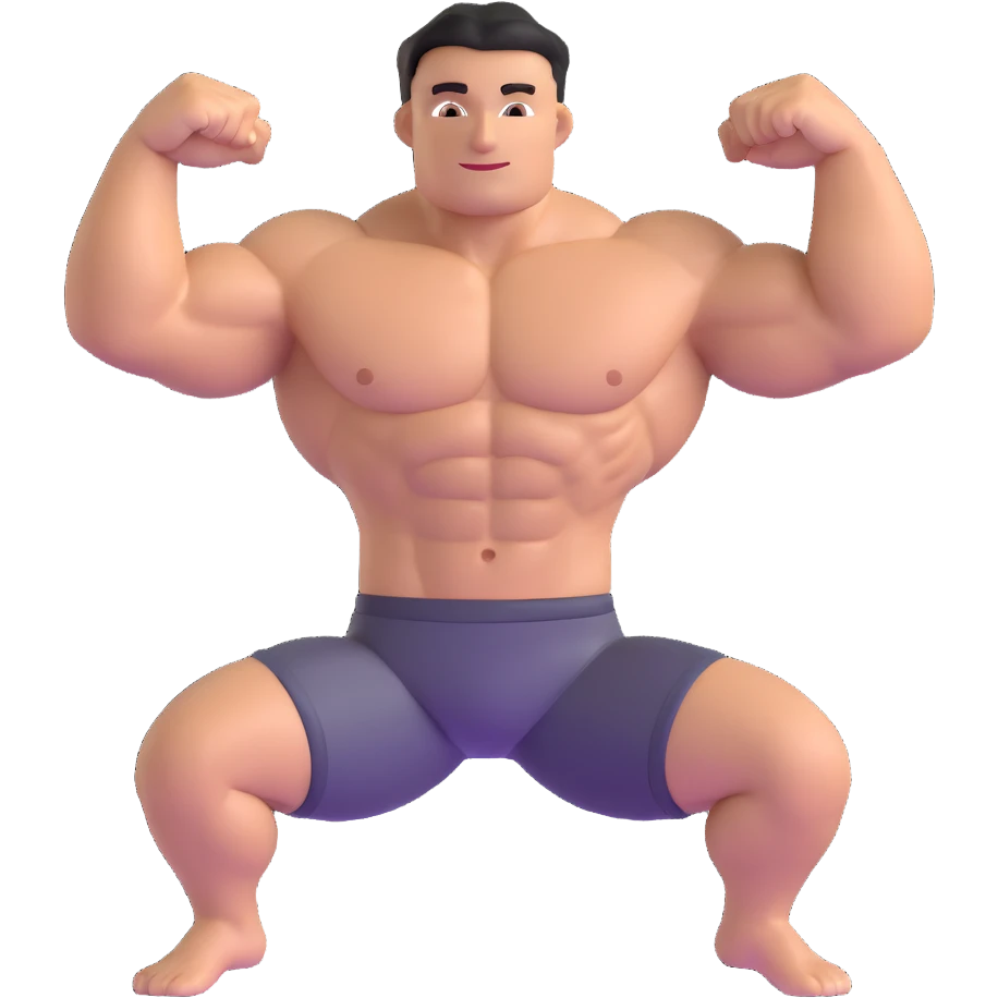 muscular shirtless character flexing emoji