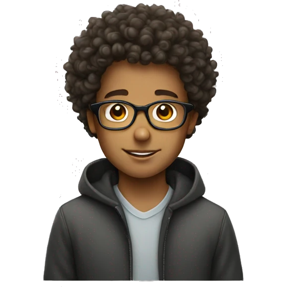 curly haired boy with glasses emoji