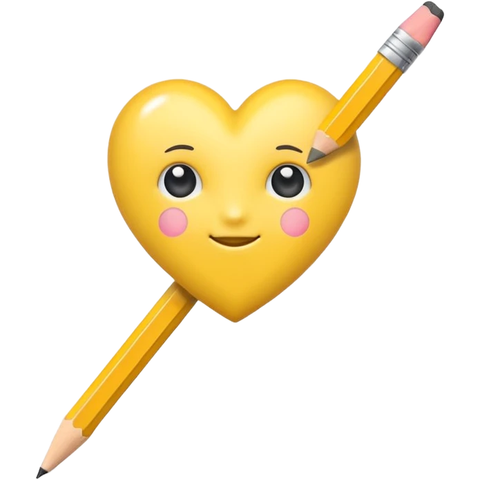 yellow heart with a pencil emoji