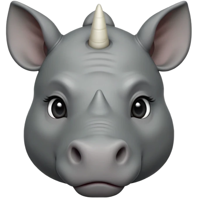 cinematic-noble-cute-young rhinoceros-portrait-emoji,slate-grey-hide-poised-and-regal,-with-a-massive,-powerful-build-and-a-thick,--deep-set-soulful-piercing-eyes,-simplified-yet-sharp-and-sophisticated-features,-highly-detailed,-large-black-eyes, white horn, front facing, zoomed out showing shoulders emoji