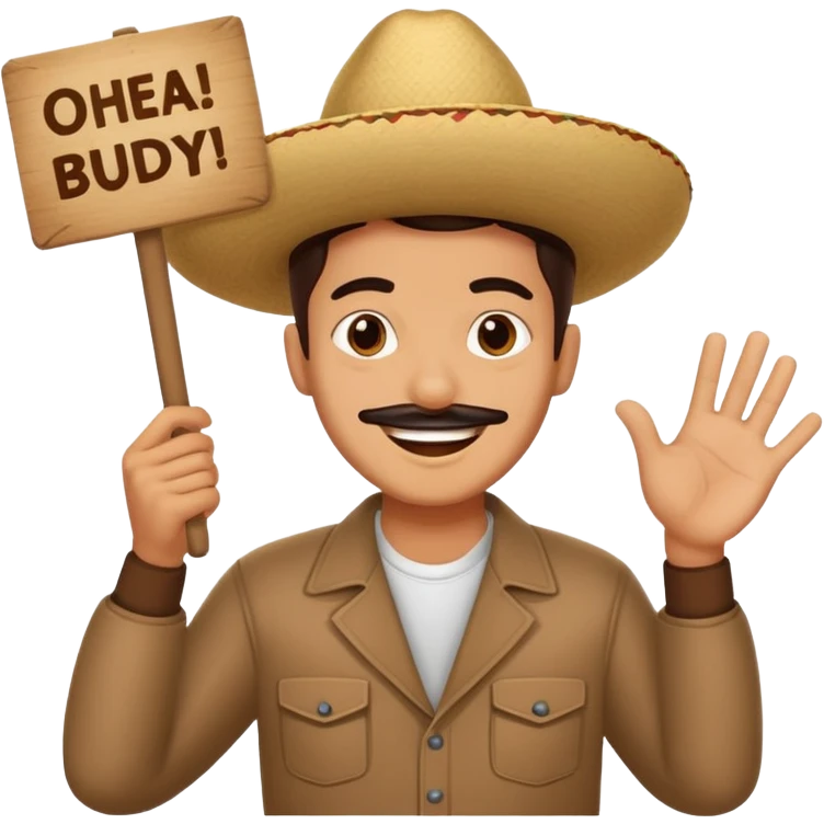 mexican holding sign that says oh yeah buddy boy emoji