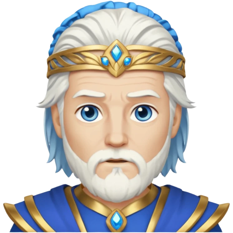 Odin with blue eyes, white hair, gold outfit emoji