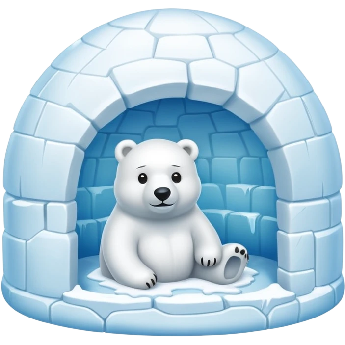 ice igloo with polar bear inside emoji