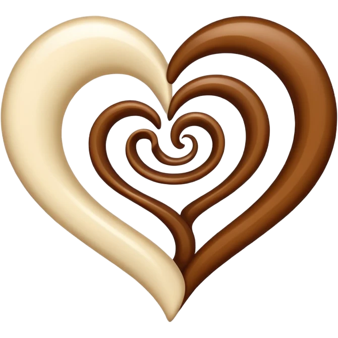 heart emoji, swirled with brown and cream emoji
