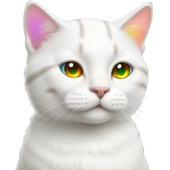 white cat with rainbow stripes emoji