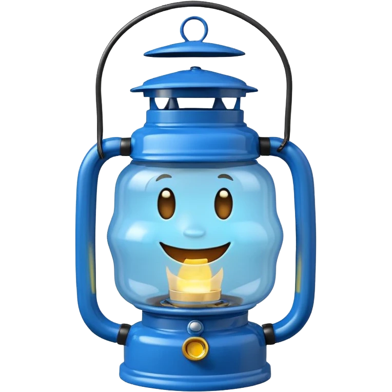 adorable cartoon blue oil lantern emoji, hurricane style with wire guard emoji