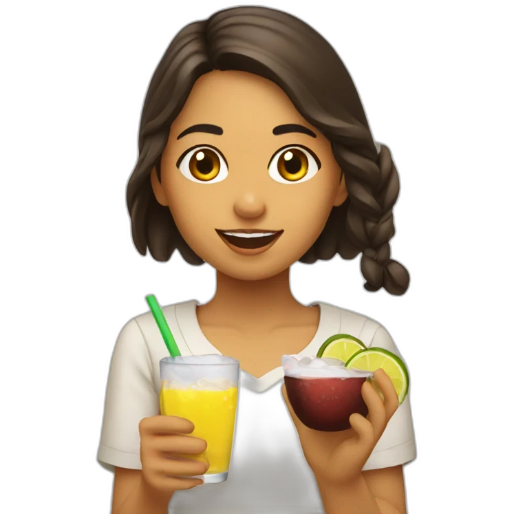 Colombian girl throwing an aspiring on a drinks emoji