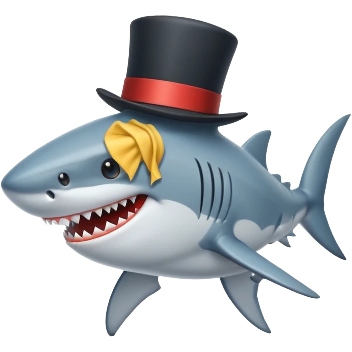Shark with a top hat emoji
