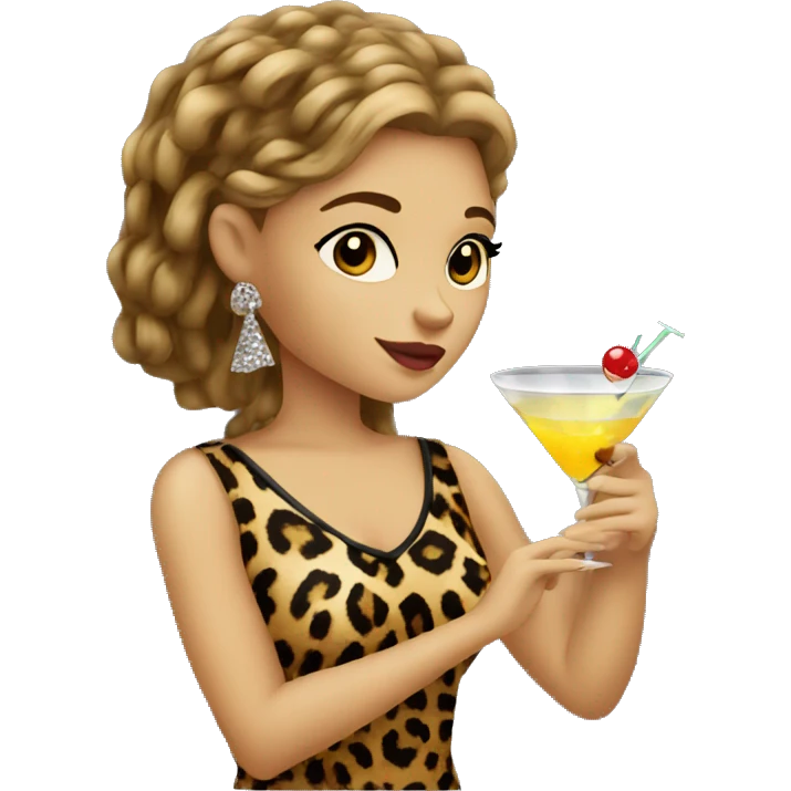 a girl leopard drinking a martini  emoji