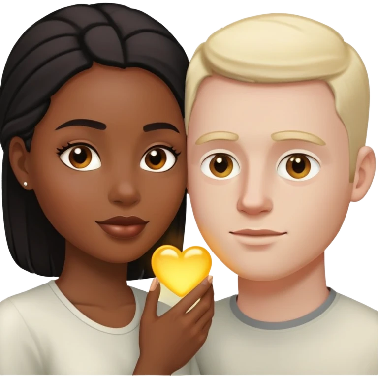 Black girlfriend taking care of sick white boyfriend emoji