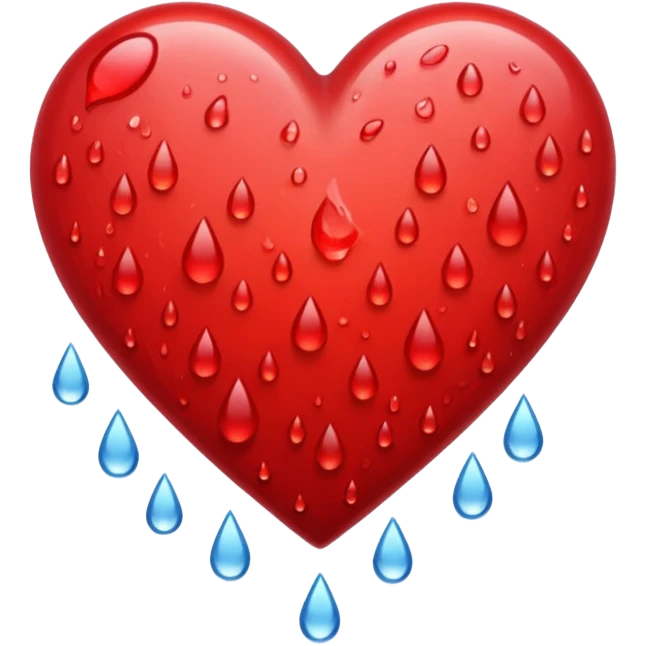 Red heart with rain emoji