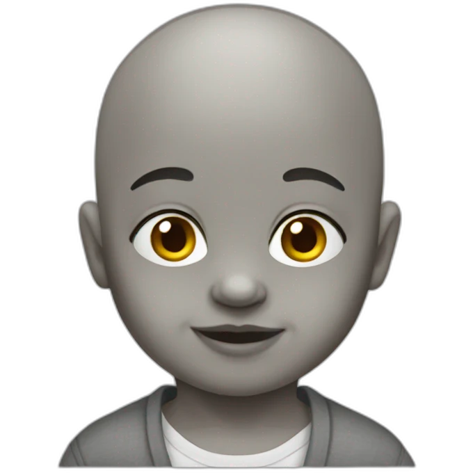 Bald Baby emoji with grey skin emoji