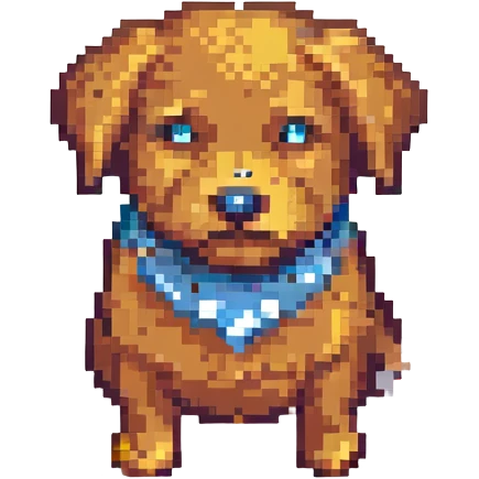 round dog pixel art 8-bit style emoji