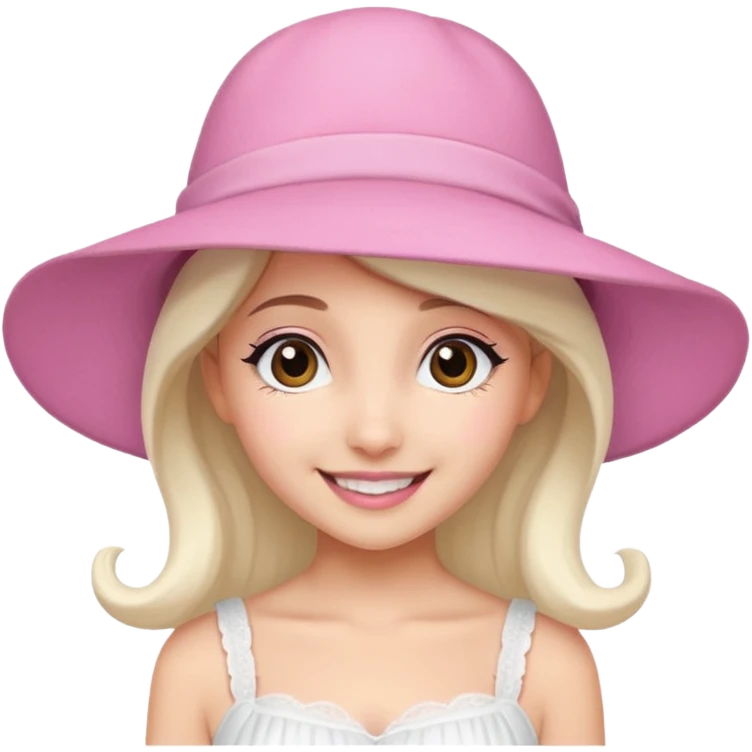 ariana rande wearing Pink Hat, white dress emoji