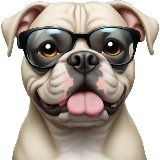 Black American Bully with tinted glasses emoji