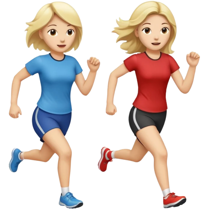 I want 2 women holding hands running in same direction, one is brunette, one is blonde emoji