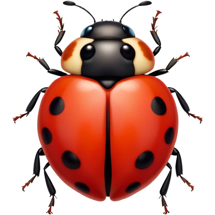 Cinematic Noble Ladybug Portrait Emoji, Poised and charming, with a tiny, rounded red shell adorned with crisp black spots, delicate antennae, and bright, observant eyes, Simplified yet sharply detailed features, highly detailed, glowing with a soft, scarlet radiance, high shine, intelligent and spirited, stylized with an air of natural whimsy, focused and alert, soft glowing outline, capturing the essence of a watchful ladybug that appears ready to scuttle out of the screen with effortless grace! emoji