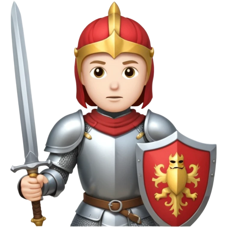 a knight in a fighting stance, wearing bright silver armor and holding a sword emoji
