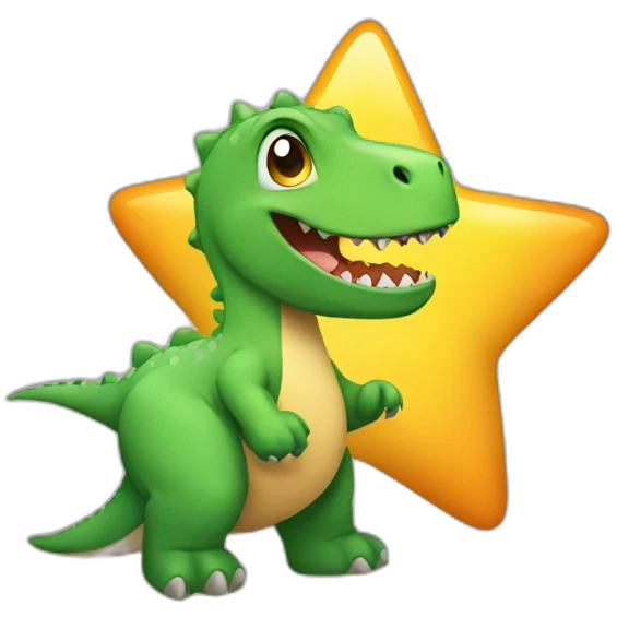 Dinosaur-holding-a-star emoji