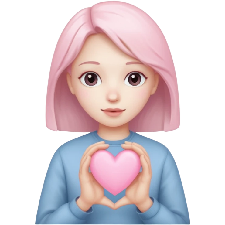 light pink heart in pale hands emoji