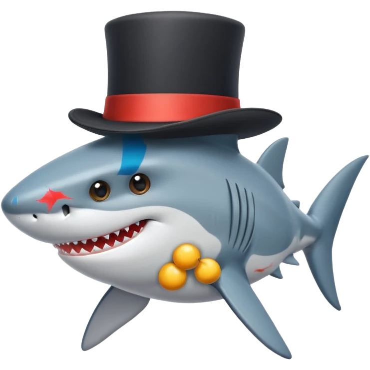 Shark with a top hat emoji
