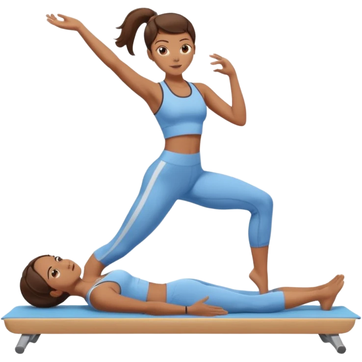 A tanned girl with brunette hair in her 20’s doing Pilates emoji
