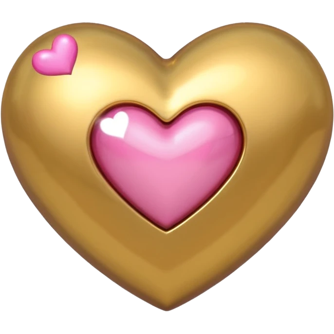gold heart with one mini pink heart inside of it  emoji