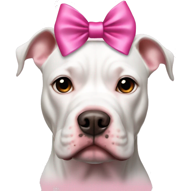 White pitbull with pink bow on her head  emoji