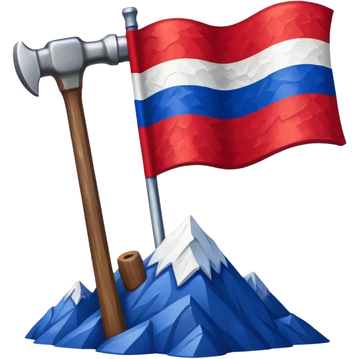 Flag depicting a mountain and a hammer emoji