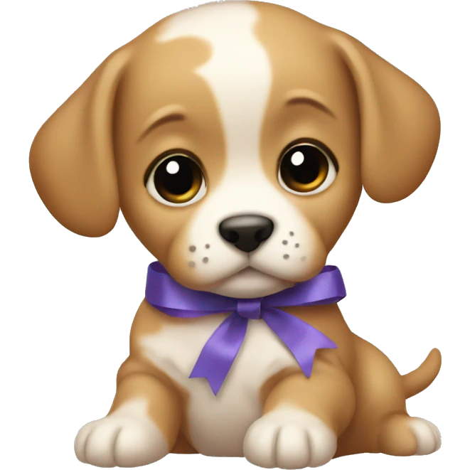 a baby puppy with a ribbon hairpin emoji