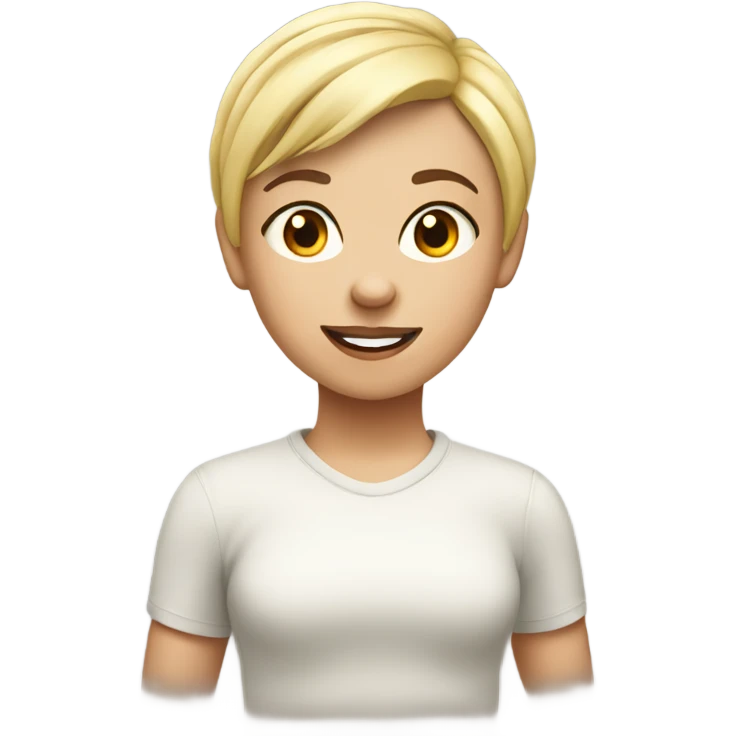 Running blond girl with pixie cut and beanie emoji