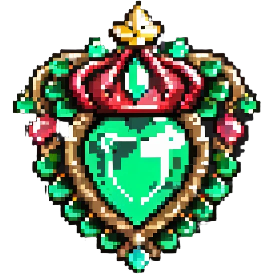 Crown-shaped member badge with green gemstones transitioning to red rubies at the tips emoji
