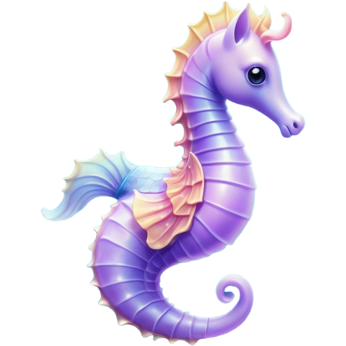 Cinematic Noble Sea Horse Portrait Emoji, Poised and enchanting, with a delicate, slender body in soft pastel hues, a gracefully curled tail and large, expressive eyes radiating gentle wonder, Simplified yet charmingly cute features, highly detailed, glowing with a soft, magical aquatic luminescence, high shine, intelligent and endearing, stylized with an air of whimsical marine grace, focused and poised, soft glowing outline, capturing the essence of a watchful and confident seahorse that appears ready to drift out of the screen with delightful charm! emoji